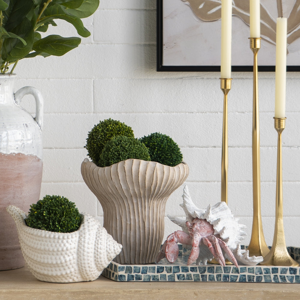 English Elm 9.3x9x8.7" Sand and Cement Coral Planter — Textured Weathered Beige Finish, Wavy Organic Silhouette, Ideal for Succulents and Herbs W2078P334663