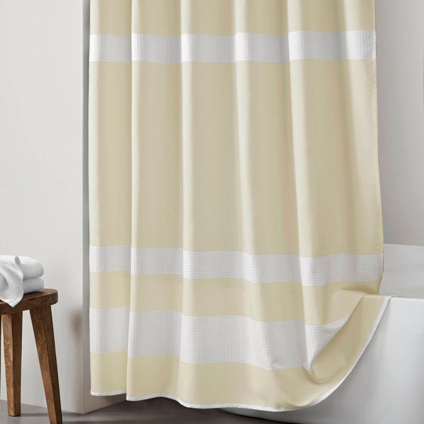 JLA Home Madison Park - Shower textured waffle curtain with heathered stripe and 3M Scotchgard for spa-like, water-resistant style 78 L x 72 W x 0.13H MP70-8562
