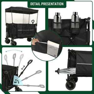 English Elm Collapsible Heavy Duty Folding Wagon with All-terrain Wheels for Beach and Camping W2932P253157