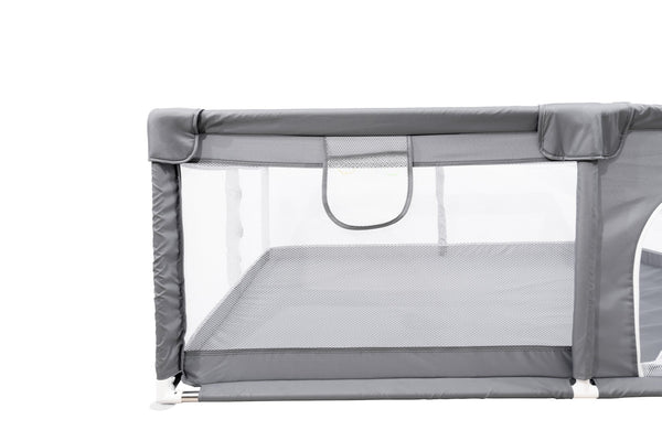 English Elm FABRIC Baby Playpen Foldable Toddler Fence with Anti-Slip Suction Base, Breathable Mesh Views, Gray B205P293090