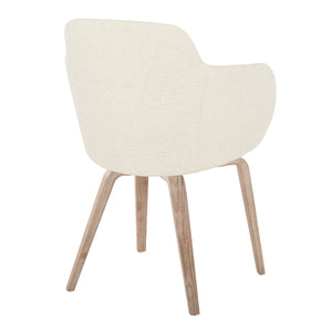 English Elm Boyne Modern Dining Accent Chair by LumiSource with Padded Bucket Seat, Whitewashed Bentwood Legs (Set of 2) Cream B202S01174