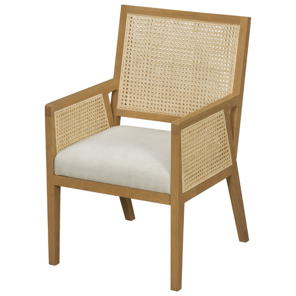 English Elm Natural Rattan Woven Armchair Set Rubberwood Farmhouse Coastal Dining Seating Pair Beige,Natural N776P385750N