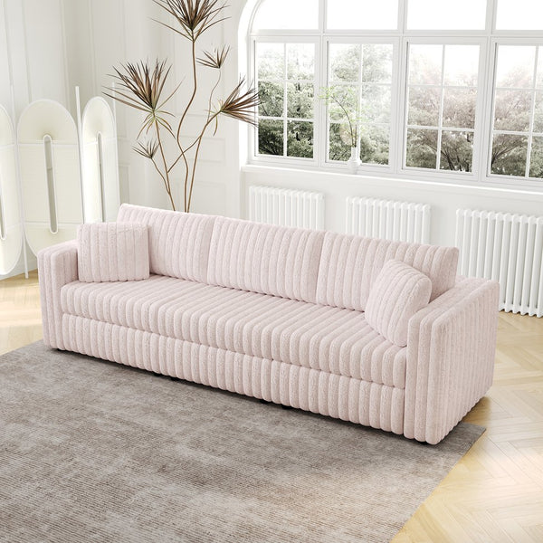 English Elm 106.3" Soft Modular 3-Person Sofa - Chic Light Pink Design For Comfort, Versatile Use & Easy Care! W1767S00018