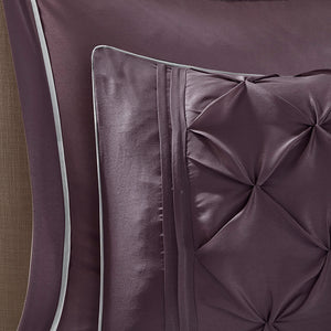 JLA Home Madison Park Essentials - 24 Madison Park Essentials Joella 24-Piece Tufted Comforter Set with Embroidered Pillows & Drapes Plum MPE10-698
