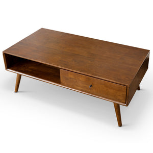 English Elm Ashcroft Furniture - Caroline Mid-Century Modern Walnut Coffee Table Solid Wood Multiuse Stool End Table 50x30x11 B183P231820