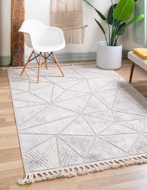 Unique Loom Arlo AJ Machine Made Geometric Rug Sandy Beige, Gray/Ivory 9' 0" x 12' 2"