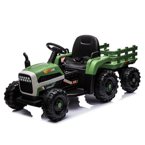 English Elm Ride on Electric Tractor Toy with Trailer 24v 400w Dual Motors Remote Control Led Emerald W1578P193905