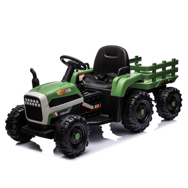 English Elm Ride on Electric Tractor Toy with Trailer 24v 400w Dual Motors Remote Control Led Emerald W1578P193905