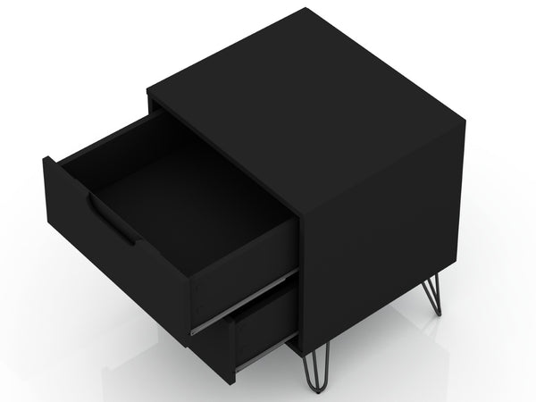 English Elm Rockefeller 20" Modern Nightstand In Black - Sleek 2-Drawer Storage With Custom Handle Options B365P398159-GIGA