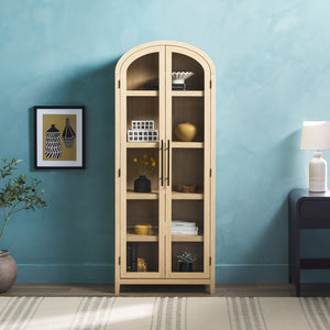 Chantelle Modern Arched Bookcase with Glass Doors Coastal Oak WECHA41OS3CO0 Walker Edison