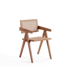 English Elm Hamlet Solid Wood Armchair with Cane Seat and Square Backrest, American Ash Frame, Fully Assembled Natural B365P397759