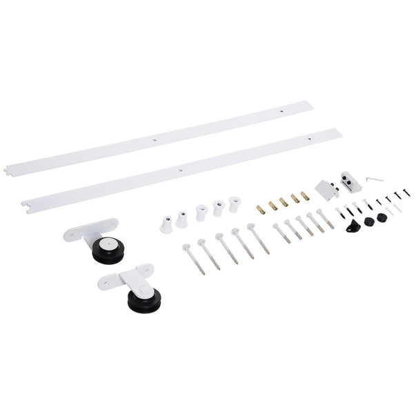 English Elm Homcom Farmhouse Sliding Barn Door Track Kit Carbon Steel Rail for Two Doors W2225P217967
