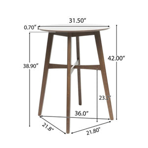 English Elm Christopher Knight Home® - Mid-Century Round Wooden Bar Table with Tapered Legs, Sturdy Rubberwood Build for Stylish Dining (98) Natural Walnut N780P244910W