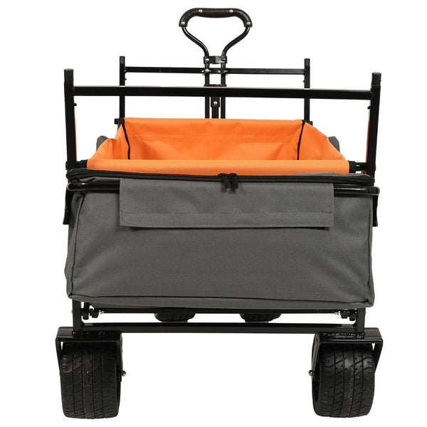 English Elm 480lbs Foldable All-terrain Wagon with Canopy Mosquito Net for Camping Outdoor Orange W2932P253227