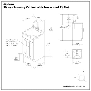 English Elm Darwin Stainless Steel Utility Sink with Shaker Cabinet for Laundry and Garage B136P427212