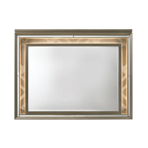 English Elm Skylar Dark Champagne Beveled Mirror with Integrated LED Touch Light, Acrylic Leg, 28"x38" Modern B2726P261235