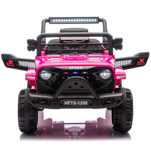 English Elm 12v Kids Electric Ride on Truck with Parental Remote Four Wheel Suspension and Led Lights Pink W1578P187456