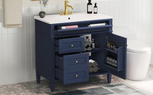 English Elm 36'' Modern Bathroom Vanity With Ceramic Top, 2 Drawers & Tip-Out Storage For Stylish Organization N710P230246C