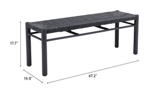 Zuo Modern Iska Bench - Modern Aluminum Seating Solution For Stylish Home Decor And Versatile Spaces Black Aluminum 704087-zuo-modern