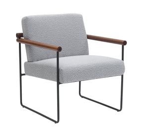 English Elm Modern Boucle Accent Armchair - Stylish Gray Upholstered Lounge Chair For Cozy Living Spaces T3903P372605