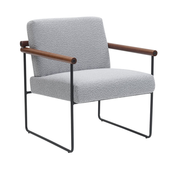 English Elm Modern Boucle Accent Armchair - Stylish Gray Upholstered Lounge Chair For Cozy Living Spaces T3903P372605