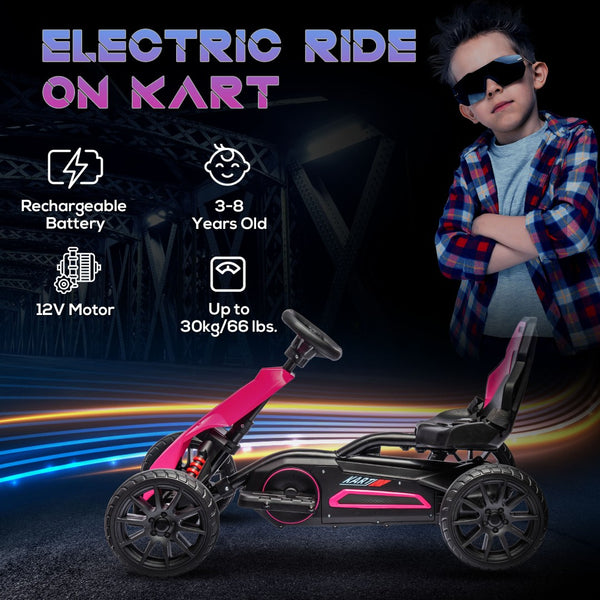 English Elm Aosom Kids Pedal Go Kart with Swing Axle Handbrake and Adjustable Seat for Ages 3 to 8 W2225P217196