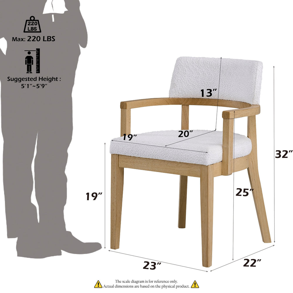 English Elm Kasem Oak 5-Piece Round Dining Set with Upholstered Chairs, 54" Table, Durable Rubberwood Design B2726S00439