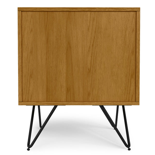 English Elm Hunter Handcrafted Nightstand with Solid Wood Veneer, Single Drawer & Open Shelf, Modern Industrial Design Oak B136P364303