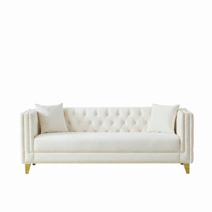 English Elm Chesterfield Velvet Sofa - Luxurious 3+3 Seater With Button Tufting, Durable Comfort For Any Space W3373S00032