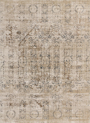 Unique Loom Chateau Quincy Machine Made Abstract Rug Beige, Brown/Navy Blue 9' 0" x 12' 2"
