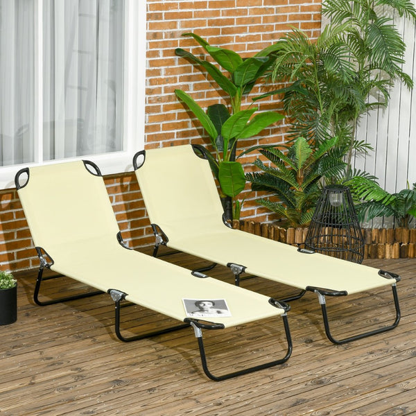 English Elm Outsunny 2-Piece Folding Chaise Lounge Set - Adjustable Reclining Pool Chairs For Outdoor Relaxation W2225P200693-GIGA