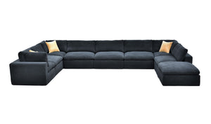 English Elm Coffee Bean Upholstered Modular Sectional Sofa with Toss Pillows Lounge Style Dark Gray B2748S00085