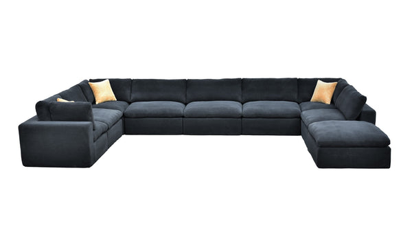 English Elm Coffee Bean Upholstered Modular Sectional Sofa with Toss Pillows Lounge Style Dark Gray B2748S00085
