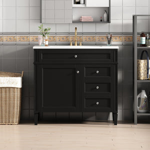 English Elm 36'' Modern Bathroom Vanity With Top Sink, Elegant Storage Cabinet & 2 Drawers For Small Spaces N710S136004B