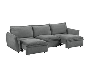 English Elm Eaden Gray Chenille Power Sofa with Sleeper, Full Foam Comfort, Solid Wood Frame, 105" Seat Width B2726S00523