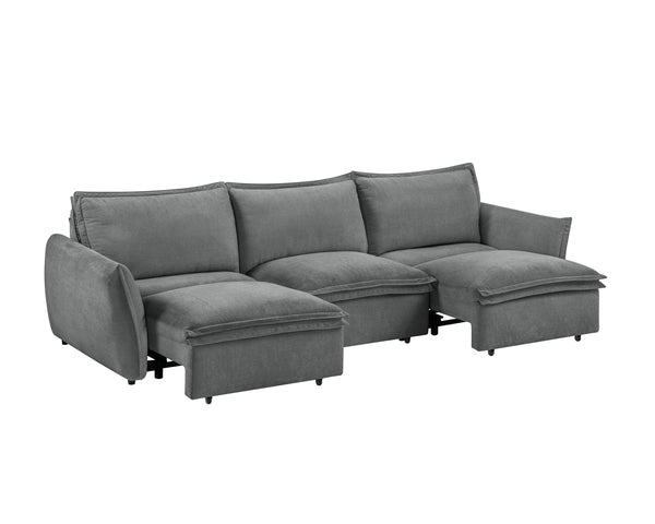 English Elm Eaden Gray Chenille Power Sofa with Sleeper, Full Foam Comfort, Solid Wood Frame, 105" Seat Width B2726S00523