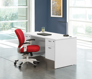 OSP Home Furnishings Napa Executive Double Pedestal Desk with Multi Drawer Storage for Home Office Use White NAPWHT-TYP4