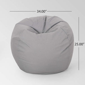 English Elm Christopher Knight Home® - Chrisholm Plush Foam-Filled Bean Bag Chair — Modern Round Design, Durable Polyester Comfort 34"W Light Gray N778P185639G