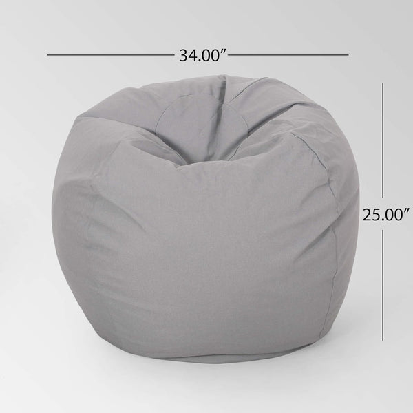 English Elm Christopher Knight Home® - Chrisholm Plush Foam-Filled Bean Bag Chair — Modern Round Design, Durable Polyester Comfort 34"W Light Gray N778P185639G
