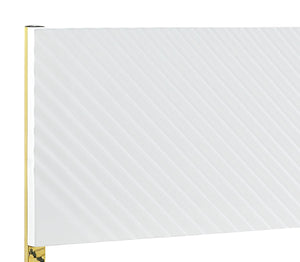 English Elm Gaines High Gloss Finish EK Bed Frame with Wave Pattern Design, 39 Slats, 660lb Capacity, KD Structure Gloss White 85.75 L x 18.74 W x 6.77 H B2726S00480