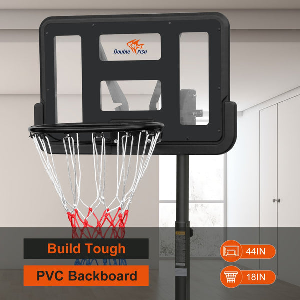 English Elm Double Fish Adjustable Basketball Hoop Portable Steel Frame Outdoor Backyard System W3087P251064