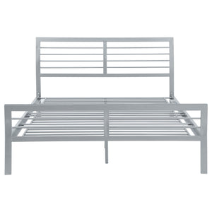 English Elm Fielding Silver Queen Metal Bed with Modern Nautical Design, Silver Finish, Clean Horizontal Lines for Contemporary Bedrooms B062S01089