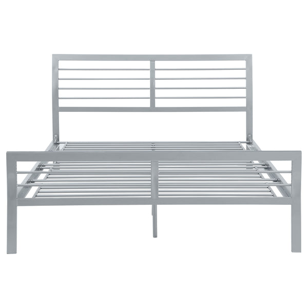 English Elm Fielding Silver Queen Metal Bed with Modern Nautical Design, Silver Finish, Clean Horizontal Lines for Contemporary Bedrooms B062S01089
