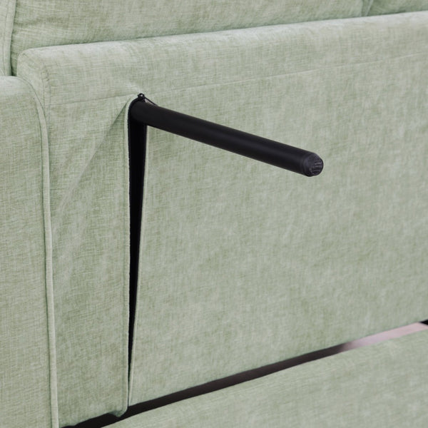 English Elm Two-Seater Chaise Lounge Sofa With Irregular Armrests & Storage Footrest – Cozy Cyan Design For Living Room W487S00386-GIGA