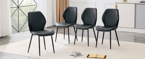 English Elm 4-piece Diamond Quilted Upholstered Dining Chair Set with Sleek Black Metal Legs Black W1151P458009