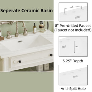 English Elm Christopher Knight Home® - 30 Inches Vintage Bathroom Vanity With Sink, Rustic Faux Aged Finish, Soft Close Doors & Storage Shelf N817P299472W