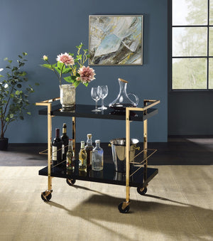 OSP Home Furnishings Alios Serving Cart Black/Gold