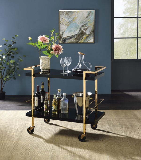 OSP Home Furnishings Alios Serving Cart Black/Gold