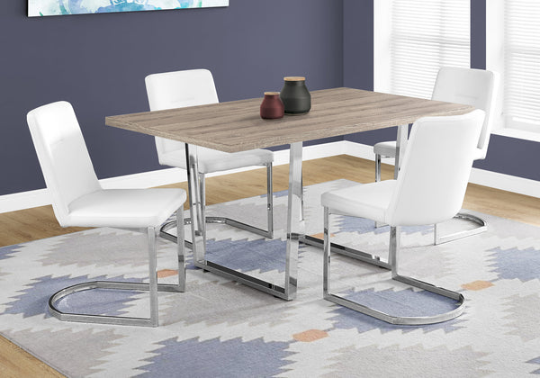 English Elm Dining Table, 60" Rectangular Taupe Laminate With Chrome Legs – Modern Versatile Centerpiece For Any Space B2710P286991