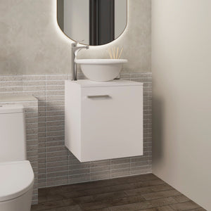 English Elm Clyde Floating 18" Wide Wall-Mount Vanity with Wessel Sink, Single Door Shelf, White Modern Storage B070P337119